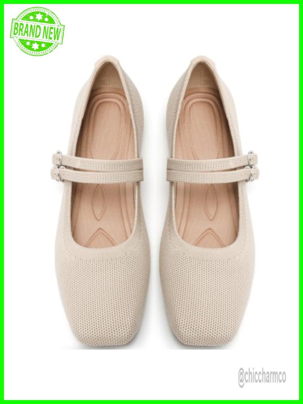 Womens Woven Knit Foldable Ballet Flats with Adjustable Mary Jane Strap